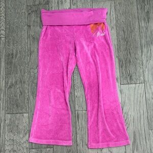 Vintage Victorias Secret Pink Terrycloth Foldover Lounge Pants
